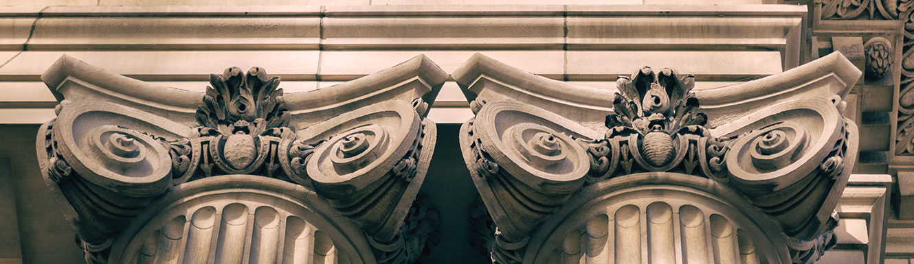 two marble pillars of a building